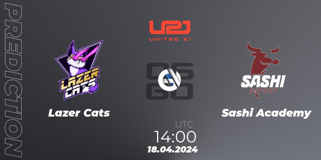 Lazer Cats contre Sashi Academy : prédiction de match. 18.04.2024 at 14:00. Counter-Strike (CS2), United21 Season 13: Division 2