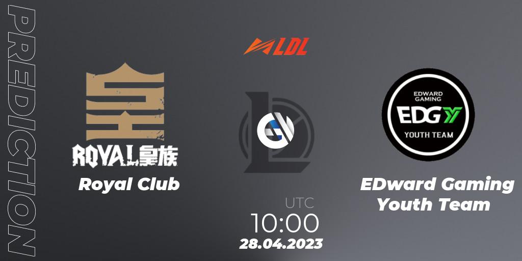 Royal Club contre EDward Gaming Youth Team : prédiction de match. 28.04.2023 at 10:00. LoL, LDL 2023 - Regular Season - Stage 2