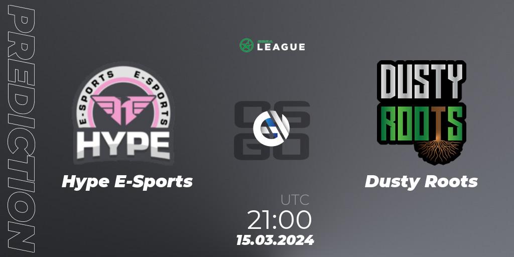 Hype E-Sports contre Dusty Roots : prédiction de match. 15.03.2024 at 21:00. Counter-Strike (CS2), ESEA Season 48: Open Division - South America