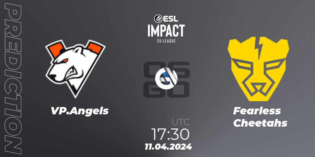 VP.Angels contre Fearless Cheetahs : prédiction de match. 11.04.2024 at 17:30. Counter-Strike (CS2), ESL Impact League Season 5: Europe