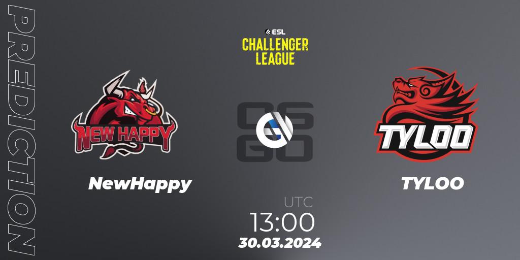 NewHappy contre TYLOO : prédiction de match. 30.03.24. CS2 (CS:GO), ESL Challenger League Season 47: Asia