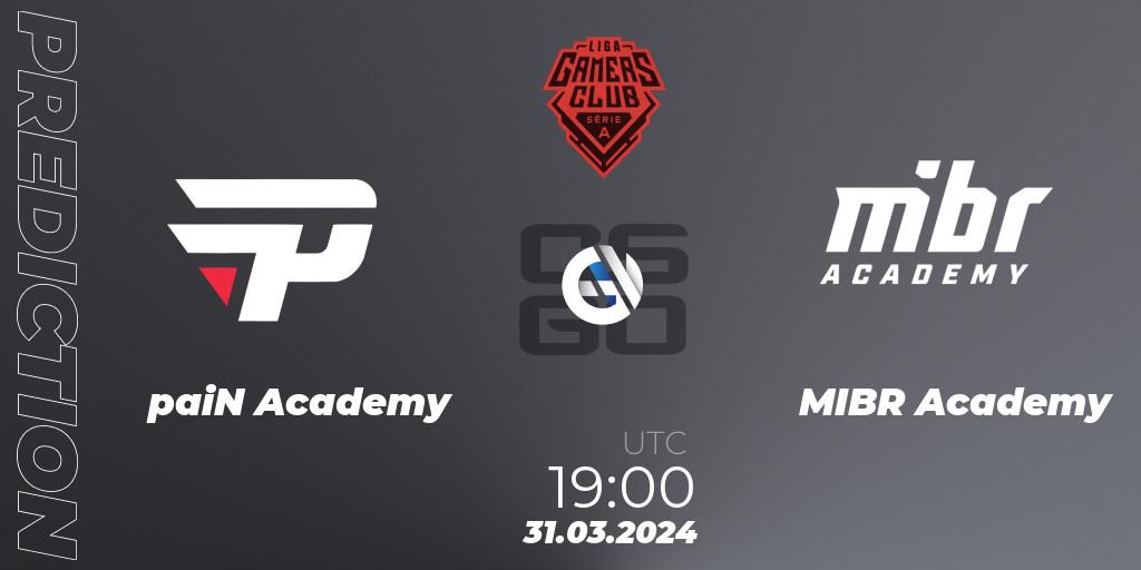 paiN Academy contre MIBR Academy : prédiction de match. 31.03.24. CS2 (CS:GO), Gamers Club Liga Série A: March 2024