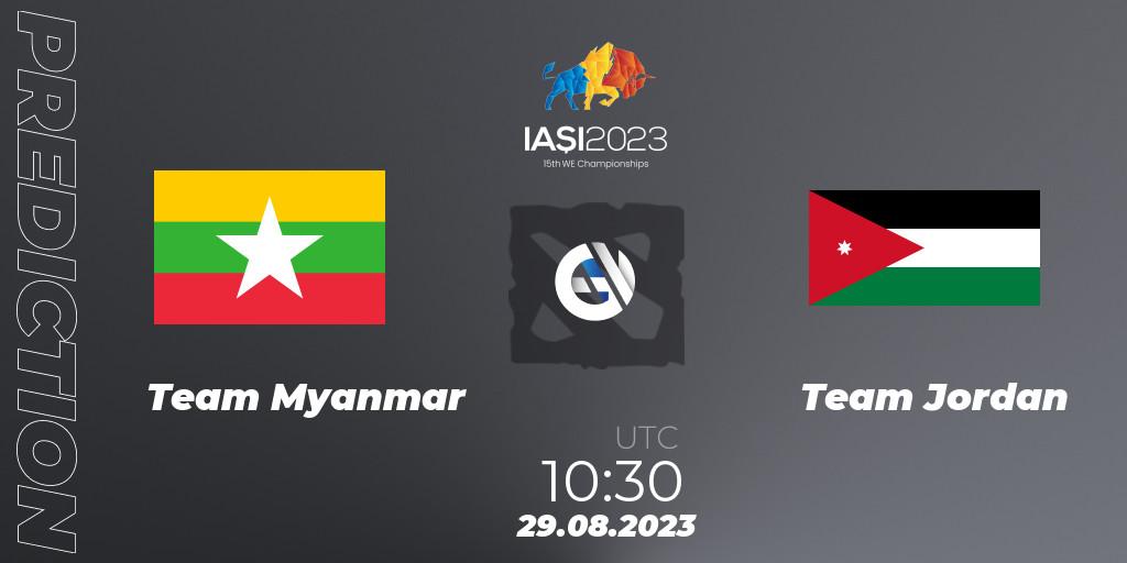 Team Myanmar contre Team Jordan : prédiction de match. 29.08.2023 at 12:09. Dota 2, IESF World Championship 2023