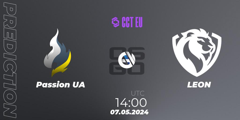 Passion UA contre LEON : prédiction de match. 07.05.2024 at 14:00. Counter-Strike (CS2), CCT Season 2 European Series #3 Play-In
