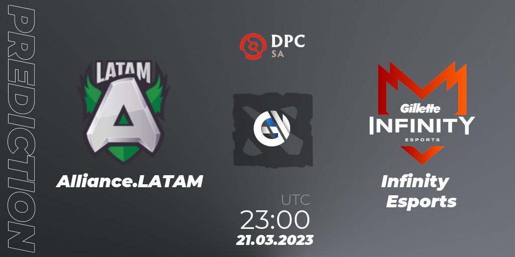 Alliance.LATAM contre Infinity Esports : prédiction de match. 21.03.23. Dota 2, DPC 2023 Tour 2: SA Division I (Upper)