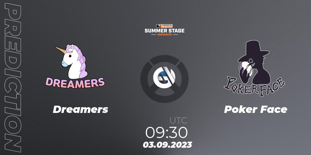 Dreamers contre Poker Face : prédiction de match. 03.09.2023 at 09:30. Overwatch, Overwatch League 2023 - Summer Stage Knockouts