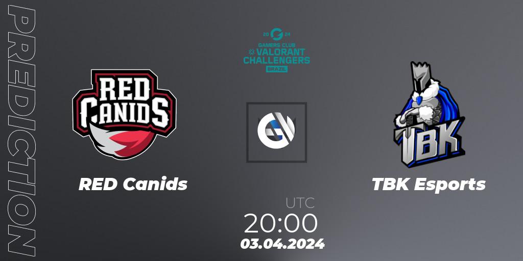 RED Canids contre TBK Esports : prédiction de match. 03.04.24. VALORANT, VALORANT Challengers Brazil 2024: Split 1