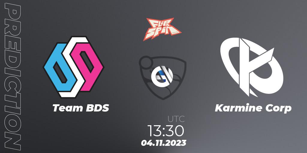 Team BDS contre Karmine Corp : prédiction de match. 04.11.2023 at 13:45. Rocket League, Flip & Spin - Finals