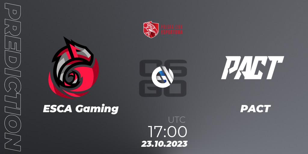 ESCA Gaming contre PACT : prédiction de match. 23.10.23. CS2 (CS:GO), Polska Liga Esportowa 2023: Split #3