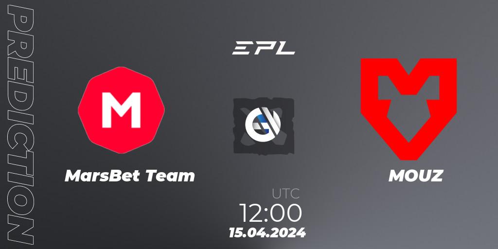 MarsBet Team contre MOUZ : prédiction de match. 15.04.2024 at 12:00. Dota 2, European Pro League Season 17