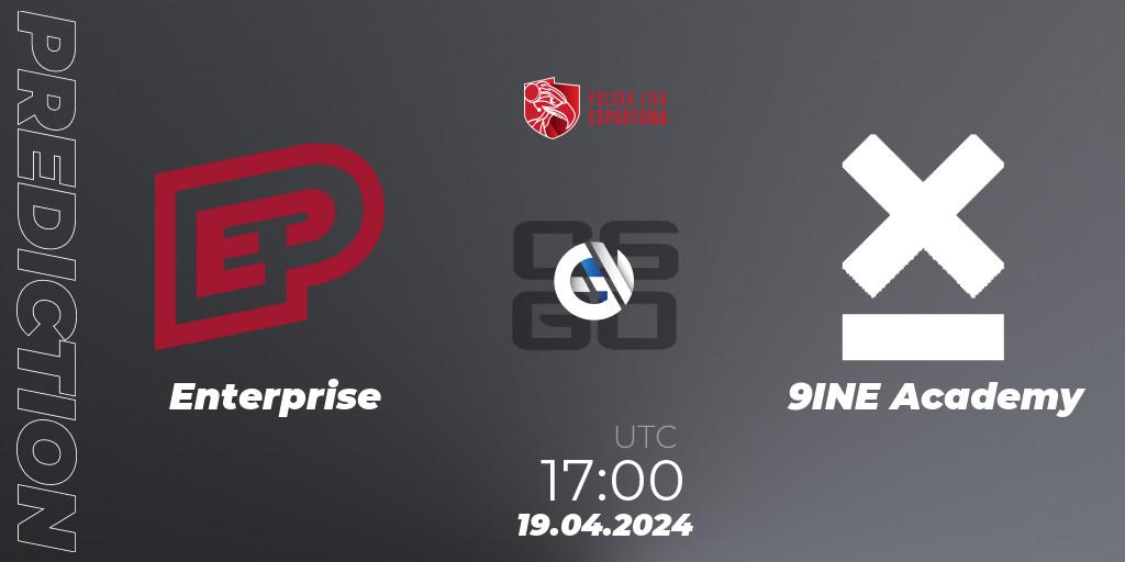 Enterprise contre 9INE Academy : prédiction de match. 19.04.2024 at 17:00. Counter-Strike (CS2), Polska Liga Esportowa 2024: Split #1