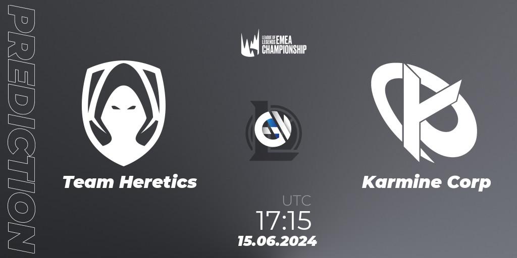 Team Heretics contre Karmine Corp : prédiction de match. 15.06.2024 at 17:15. LoL, LEC Summer 2024 - Regular Season