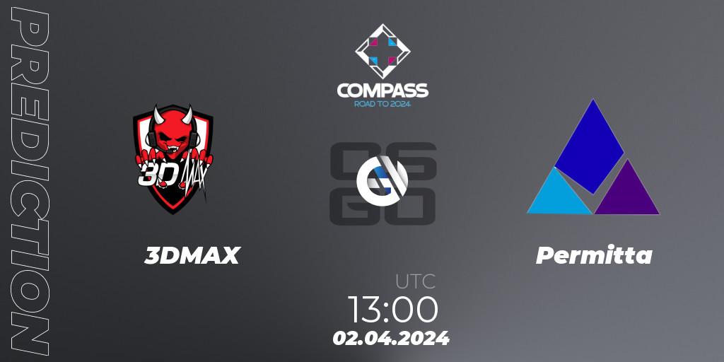 3DMAX contre Permitta : prédiction de match. 02.04.2024 at 13:00. Counter-Strike (CS2), YaLLa Compass Spring 2024