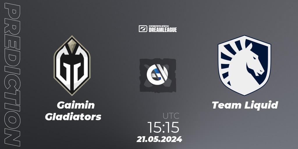 Gaimin Gladiators contre Team Liquid : prédiction de match. 21.05.2024 at 15:40. Dota 2, DreamLeague Season 23