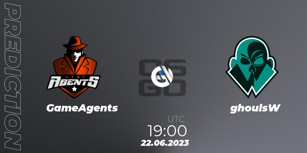 GameAgents contre FPSBUG : prédiction de match. 22.06.2023 at 19:00. Counter-Strike (CS2), Preasy Summer Cup 2023