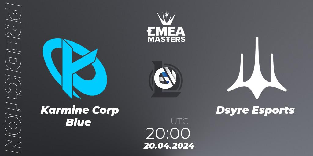 Karmine Corp Blue contre Dsyre Esports : prédiction de match. 20.04.24. LoL, EMEA Masters Spring 2024 - Group Stage