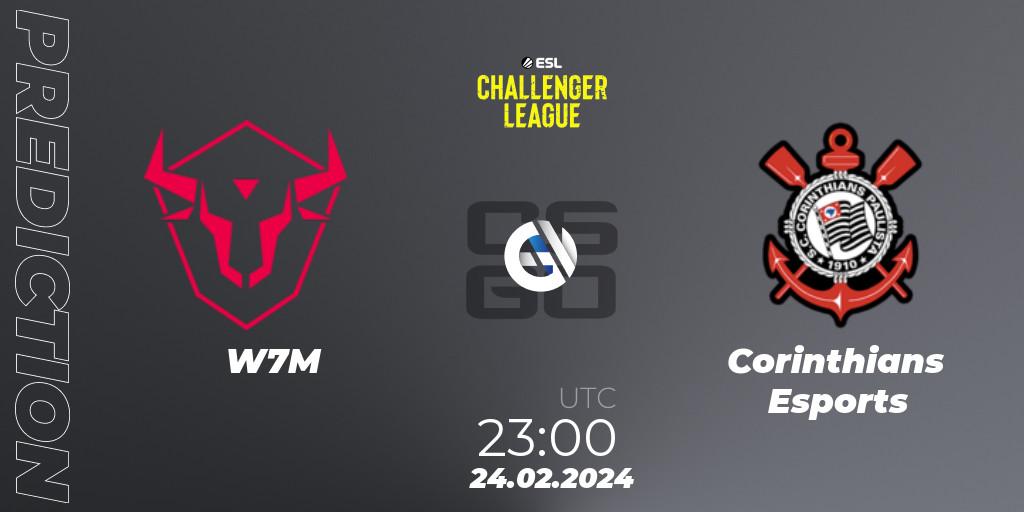 W7M contre Corinthians Esports : prédiction de match. 24.02.2024 at 23:00. Counter-Strike (CS2), ESL Challenger League Season 47: South America