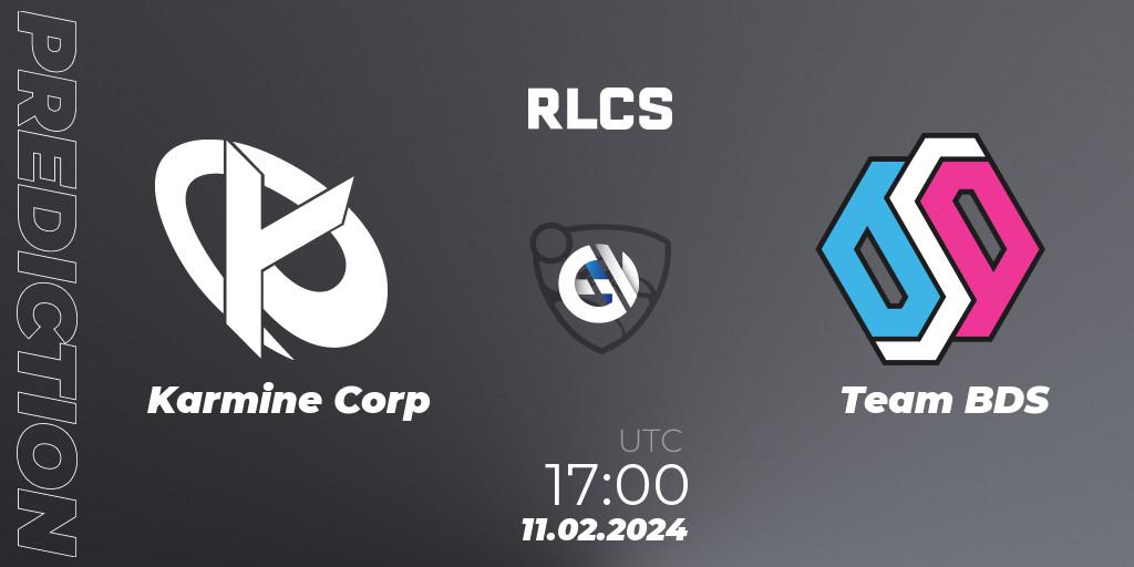Karmine Corp contre Team BDS : prédiction de match. 11.02.2024 at 17:00. Rocket League, RLCS 2024 - Major 1: Europe Open Qualifier 1