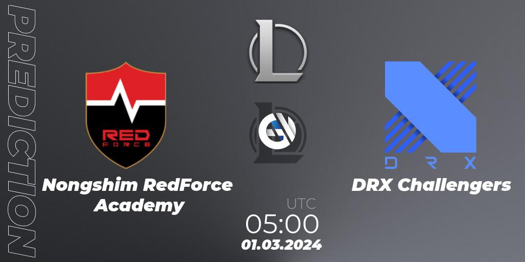Nongshim RedForce Academy contre DRX Challengers : prédiction de match. 01.03.24. LoL, LCK Challengers League 2024 Spring - Group Stage