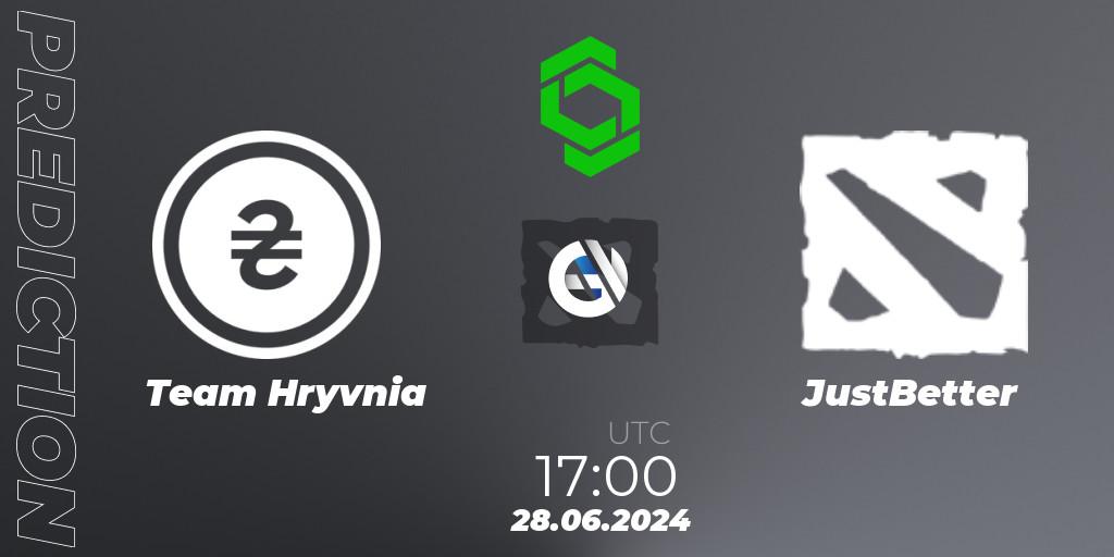 Team Hryvnia contre JustBetter : prédiction de match. 28.06.2024 at 17:20. Dota 2, CCT Dota 2 Series 1