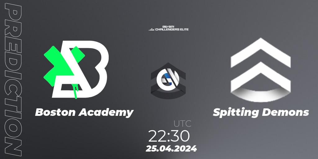 Boston Academy contre Spitting Demons : prédiction de match. 25.04.2024 at 22:30. Call of Duty, Call of Duty Challengers 2024 - Elite 2: NA