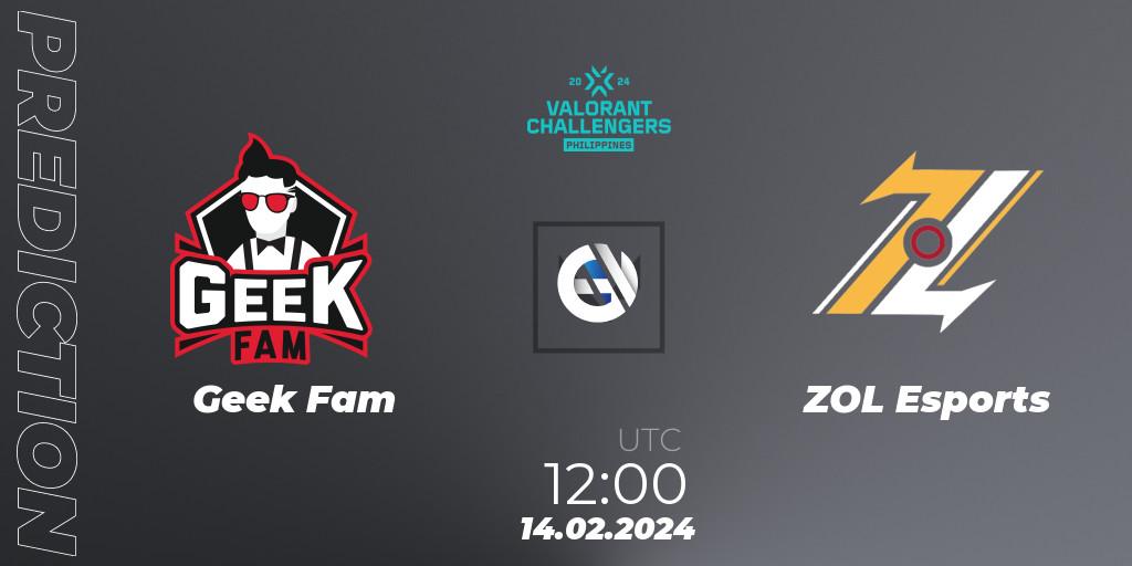 Geek Fam contre ZOL Esports : prédiction de match. 14.02.2024 at 12:00. VALORANT, VALORANT Challengers 2024 Philippines: Split 1