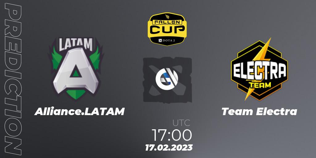 Alliance.LATAM contre Team Electra : prédiction de match. 17.02.2023 at 17:00. Dota 2, Fallen Cup Season 2