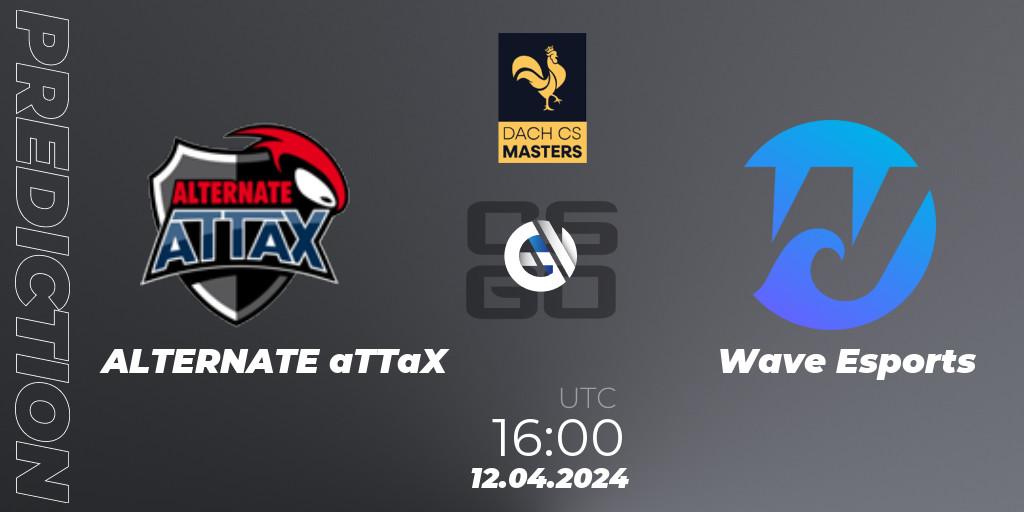 ALTERNATE aTTaX contre Wave Esports : prédiction de match. 12.04.2024 at 16:00. Counter-Strike (CS2), DACH CS Masters Season 1