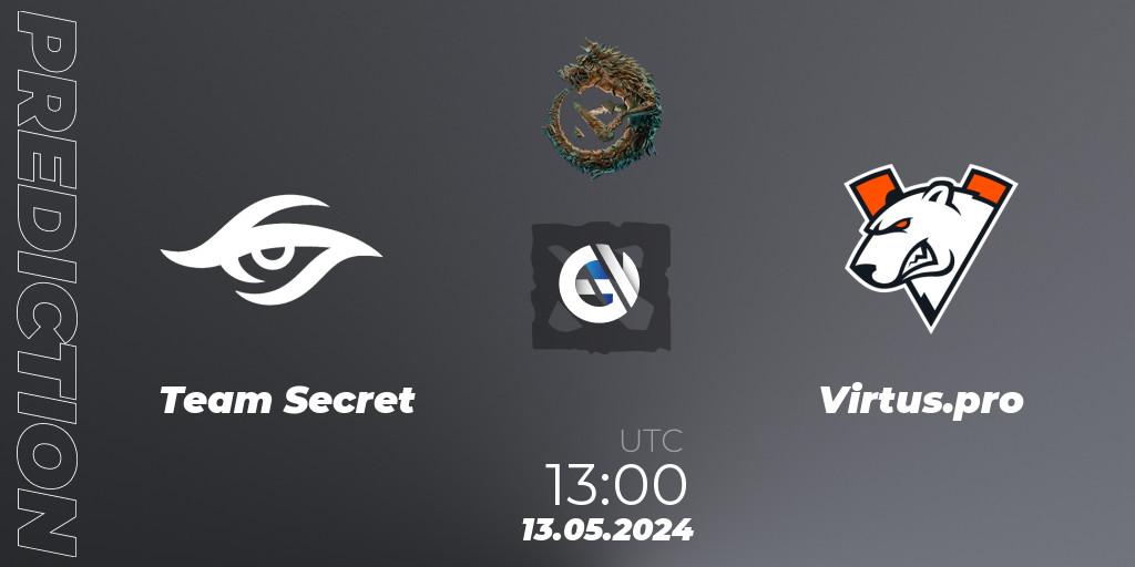 Team Secret contre Virtus.pro : prédiction de match. 13.05.24. Dota 2, PGL Wallachia Season 1 - Group Stage
