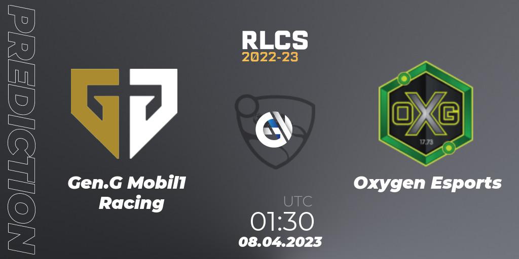 Gen.G Mobil1 Racing contre Oxygen Esports : prédiction de match. 07.04.2023 at 19:45. Rocket League, RLCS 2022-23 - Winter Split Major