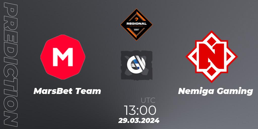 MarsBet Team contre Nemiga Gaming : prédiction de match. 29.03.24. Dota 2, RES Regional Series: EU #1