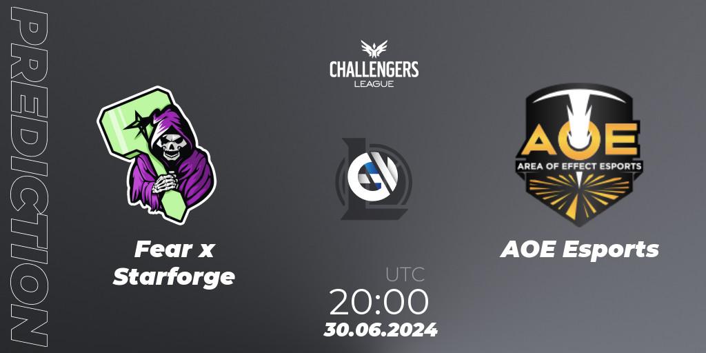 Fear x Starforge contre AOE Esports : prédiction de match. 30.06.2024 at 20:00. LoL, NACL Summer 2024 - Group Stage