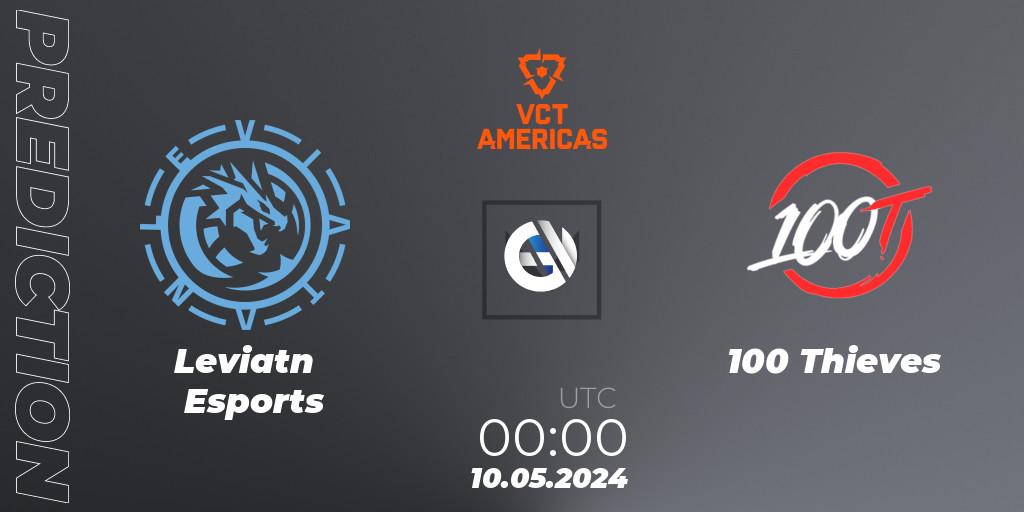 Leviatán Esports contre 100 Thieves : prédiction de match. 09.05.2024 at 23:10. VALORANT, VCT 2024: Americas League - Stage 1