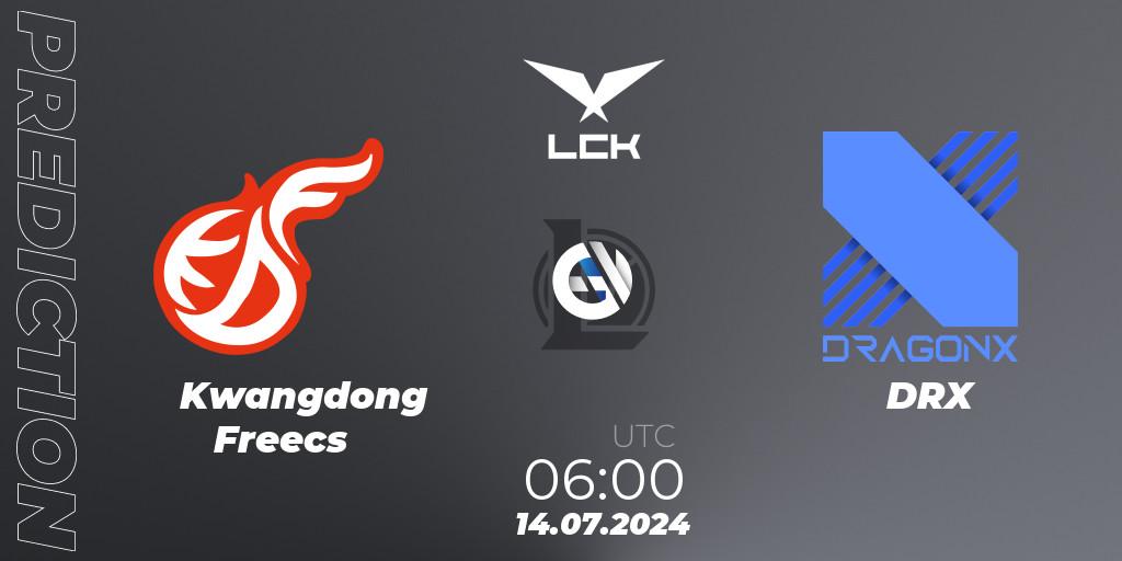 Kwangdong Freecs contre DRX : prédiction de match. 14.07.2024 at 06:00. LoL, LCK Summer 2024 Group Stage