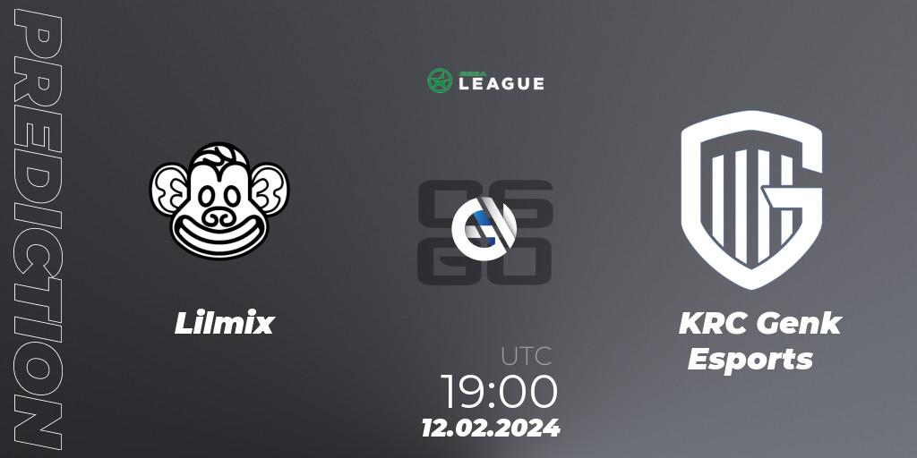 Lilmix contre KRC Genk Esports : prédiction de match. 12.02.24. CS2 (CS:GO), ESEA Season 48: Advanced Division - Europe