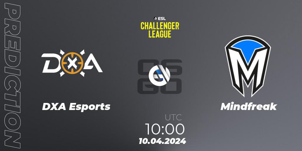DXA Esports contre Mindfreak : prédiction de match. 10.04.2024 at 10:00. Counter-Strike (CS2), ESL Challenger League Season 47: Oceania