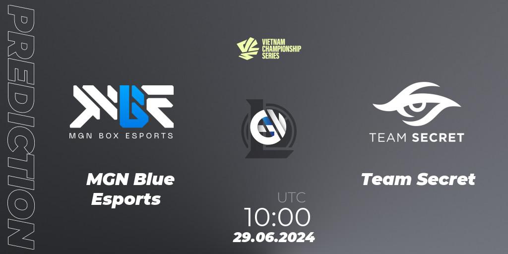 MGN Blue Esports contre Team Secret : prédiction de match. 25.07.2024 at 10:00. LoL, VCS Summer 2024 - Group Stage