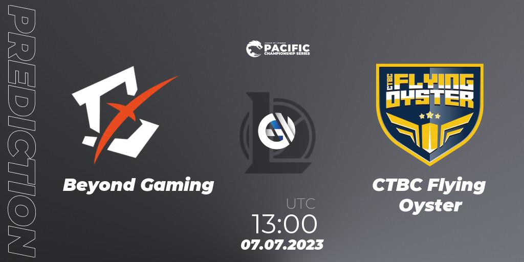 Beyond Gaming contre CTBC Flying Oyster : prédiction de match. 07.07.2023 at 13:00. LoL, PACIFIC Championship series Group Stage