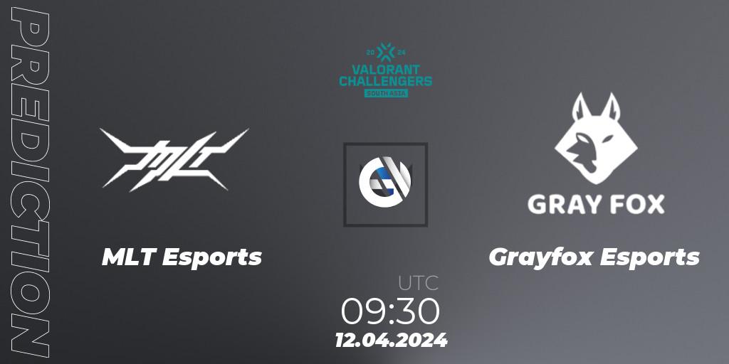 MLT Esports contre Grayfox Esports : prédiction de match. 12.04.2024 at 09:30. VALORANT, VALORANT Challengers 2024 South Asia: Split 1 - Cup 2