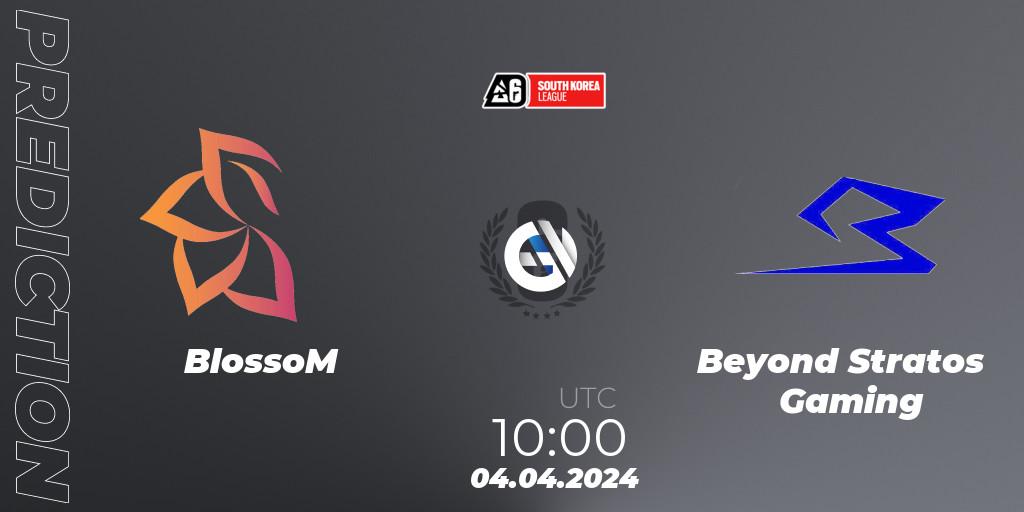 BlossoM contre Beyond Stratos Gaming : prédiction de match. 05.04.2024 at 10:00. Rainbow Six, South Korea League 2024 - Stage 1