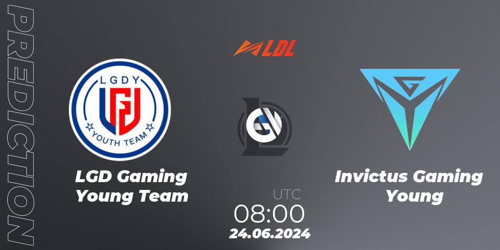 LGD Gaming Young Team contre Invictus Gaming Young : prédiction de match. 24.06.2024 at 08:00. LoL, LDL 2024 - Stage 3