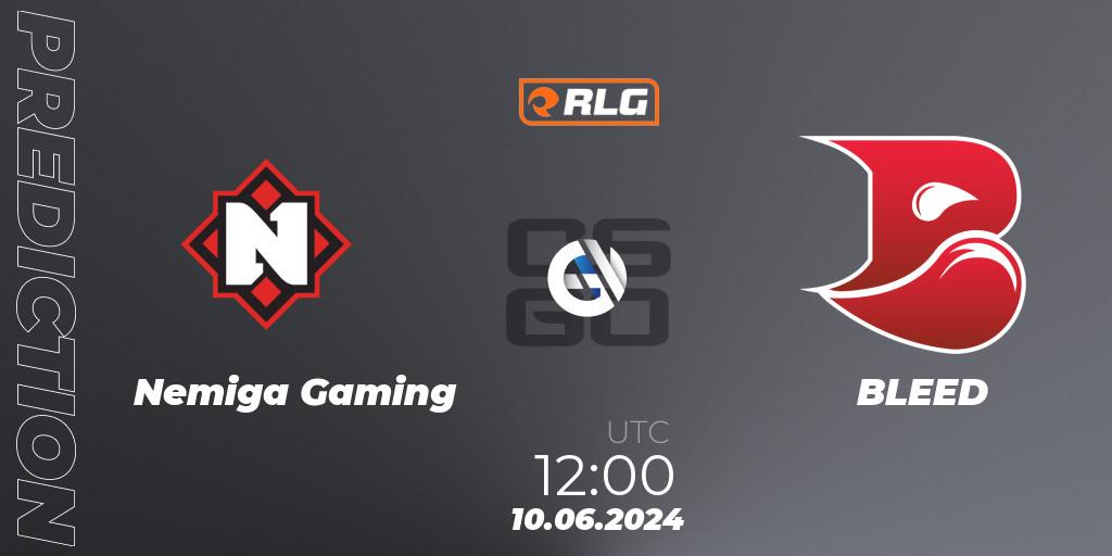 Nemiga Gaming contre BLEED : prédiction de match. 10.06.2024 at 12:00. Counter-Strike (CS2), RES European Series #5