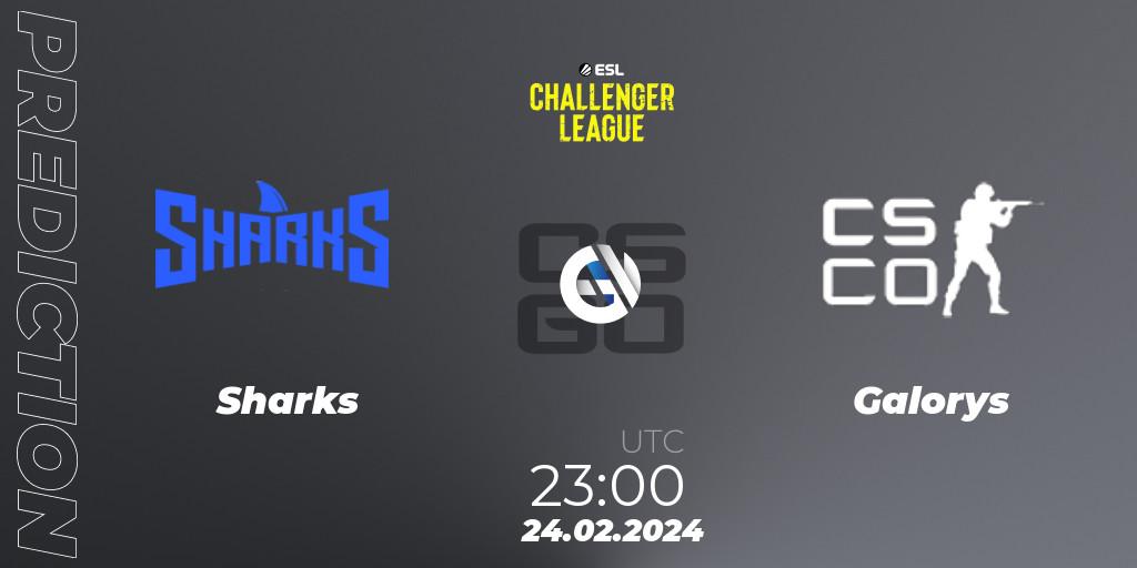 Sharks contre Galorys : prédiction de match. 24.02.2024 at 23:00. Counter-Strike (CS2), ESL Challenger League Season 47: South America