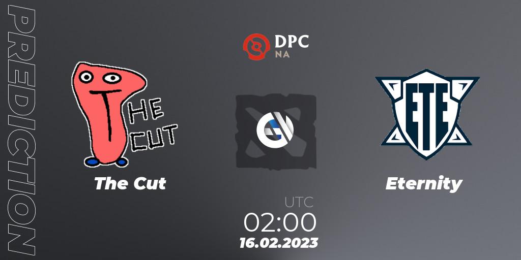 The Cut contre Eternity : prédiction de match. 16.02.2023 at 01:52. Dota 2, DPC 2022/2023 Winter Tour 1: NA Division II (Lower)