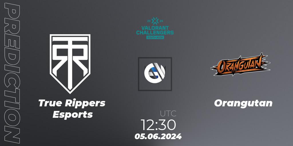 True Rippers Esports contre Orangutan : prédiction de match. 05.06.2024 at 12:30. VALORANT, VALORANT Challengers 2024: South Asia - Split 2