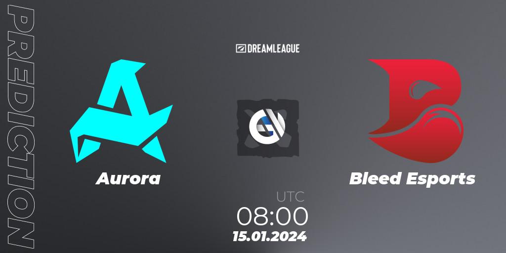 Aurora contre Bleed Esports : prédiction de match. 15.01.2024 at 08:01. Dota 2, DreamLeague Season 22: Southeast Asia Closed Qualifier