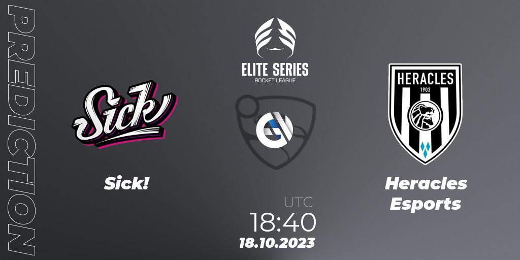 Sick! contre Heracles Esports : prédiction de match. 18.10.2023 at 18:40. Rocket League, Elite Series Fall 2023