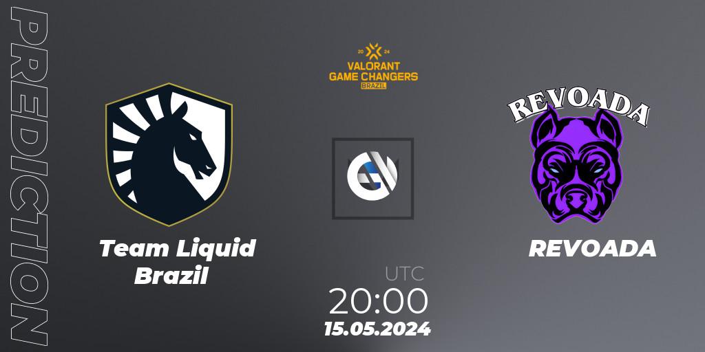 Team Liquid Brazil contre REVOADA : prédiction de match. 15.05.2024 at 20:00. VALORANT, VCT 2024: Game Changers Brazil Series 1