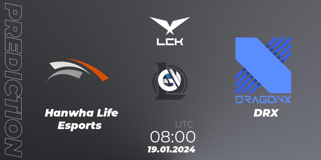 Hanwha Life Esports contre DRX : prédiction de match. 19.01.24. LoL, LCK Spring 2024 - Group Stage