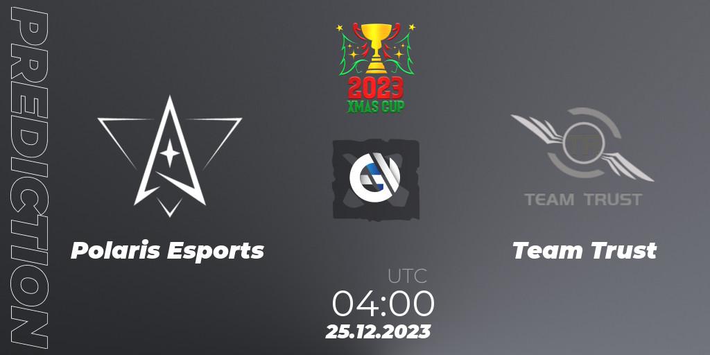 Polaris Esports contre Team Trust : prédiction de match. 25.12.2023 at 04:00. Dota 2, Xmas Cup 2023